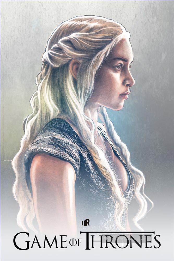 Porträt von Daenerys Targaryen im Plakatstil Spiel der Throne Ölgemälde